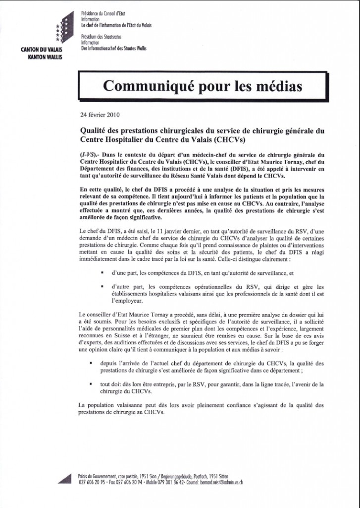 Communiqué DFIS